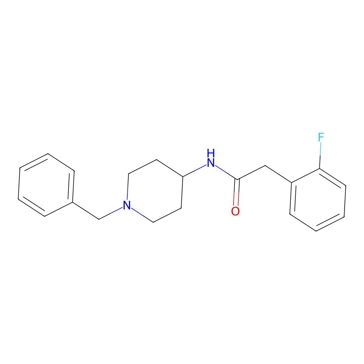 N-(1-benzylpiperidin-4-yl)-2-(2-fluorophenyl)acetamide molecular structure, CAS 132862-79-4