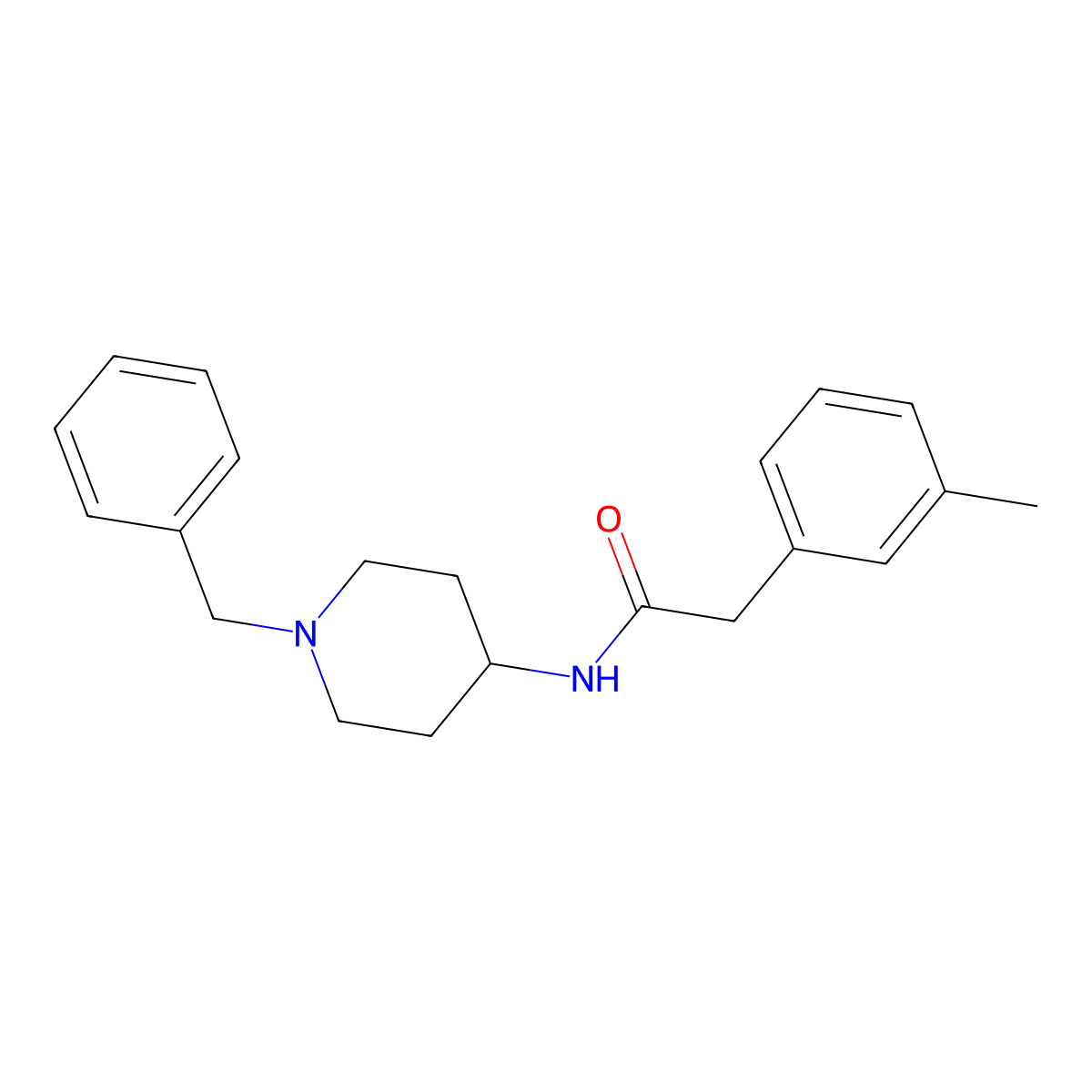 N-(1-benzylpiperidin-4-yl)-2-(3-methylphenyl)acetamide molecular structure, CAS 132862-91-0