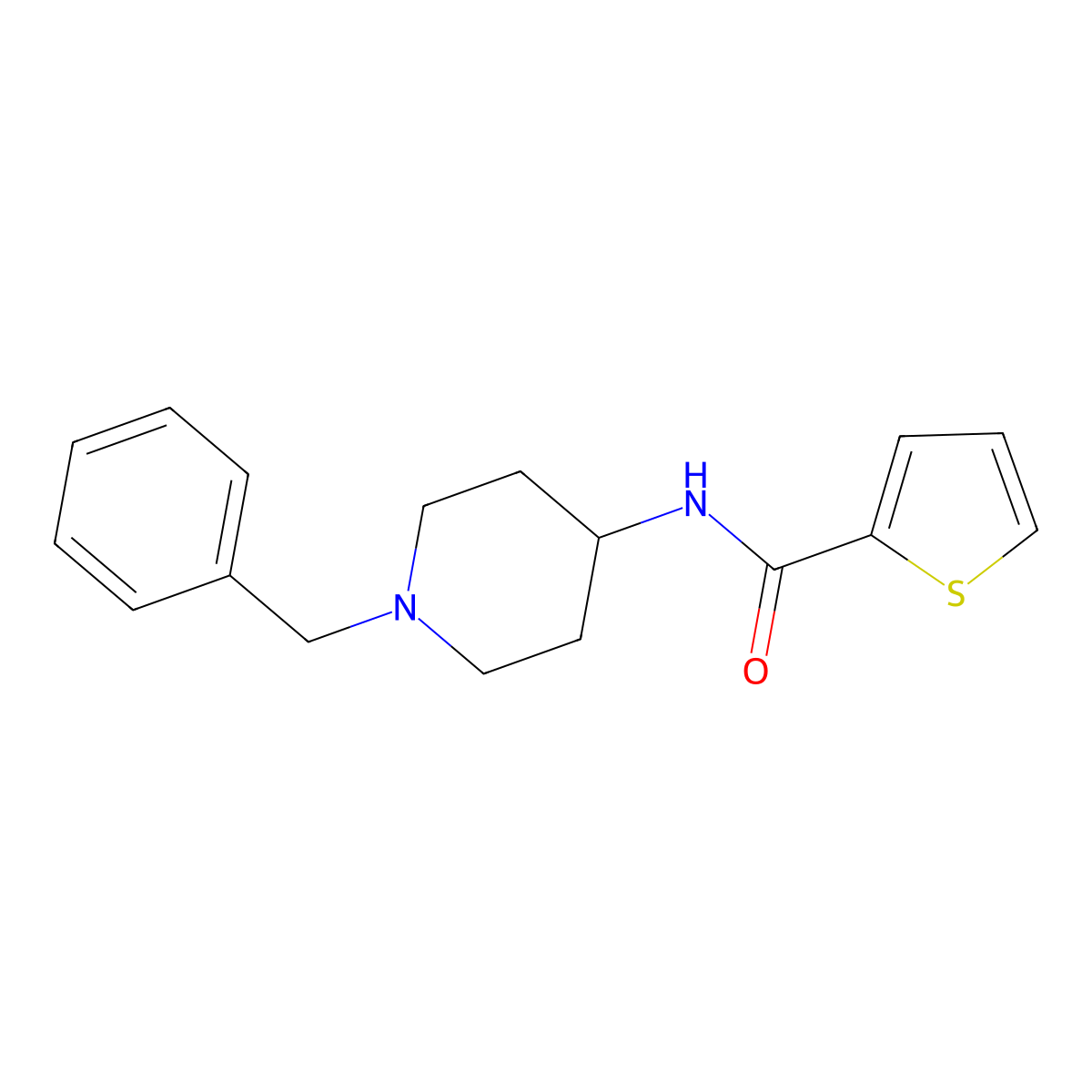N-(1-benzylpiperidin-4-yl)thiophene-2-carboxamide molecular structure, CAS 132863-26-4