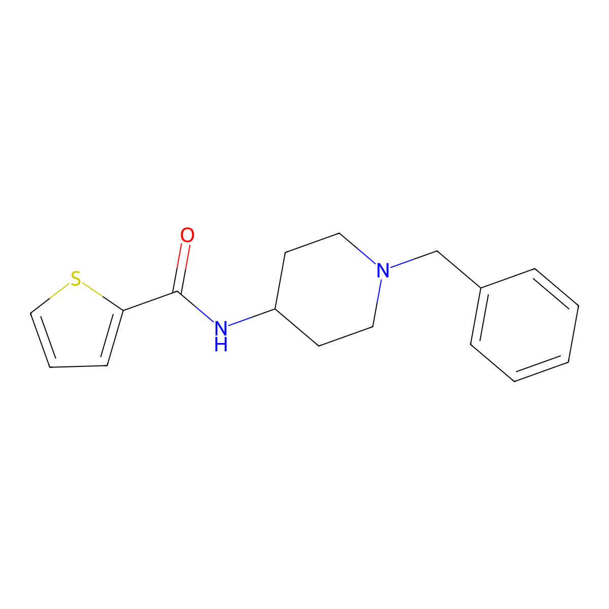 N-(1-benzylpiperidin-4-yl)thiophene-2-carboxamide molecular structure, CAS 132863-26-4