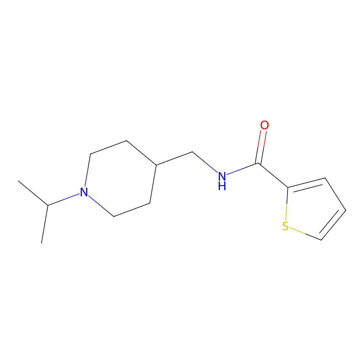 N-((1-isopropylpiperidin-4-yl)methyl)thiophene-2-carboxamide molecular structure, CAS 132863-31-1