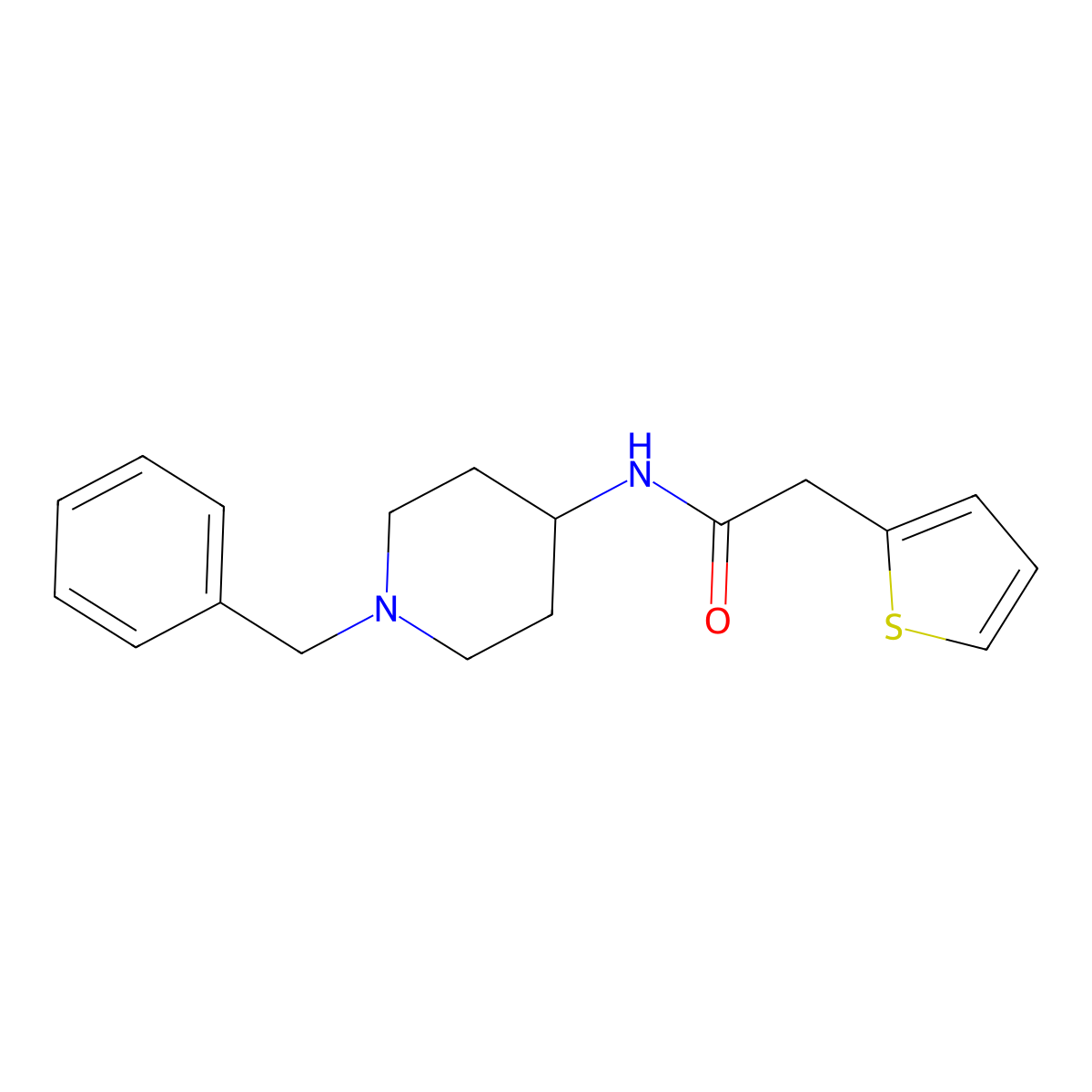 N-(1-benzylpiperidin-4-yl)-2-(thiophen-2-yl)acetamide molecular structure, CAS 132863-50-4