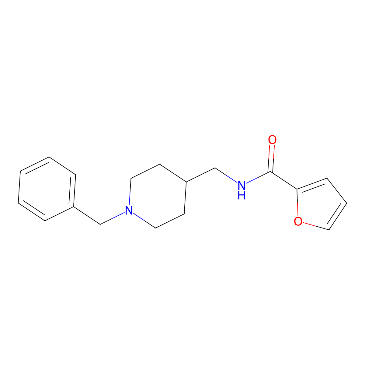 N-((1-benzylpiperidin-4-yl)methyl)furan-2-carboxamide molecular structure, CAS 132864-15-4