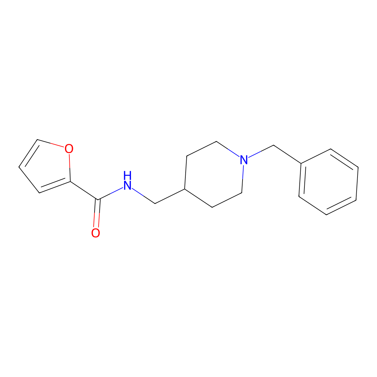 N-((1-benzylpiperidin-4-yl)methyl)furan-2-carboxamide molecular structure, CAS 132864-15-4