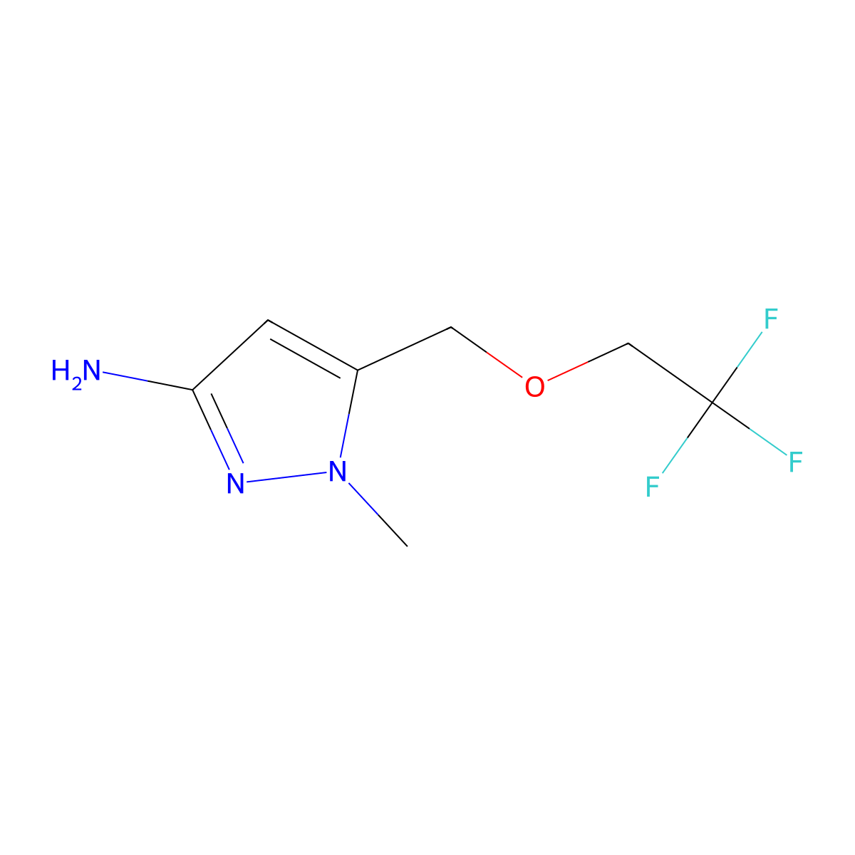 1-Methyl-5-((2,2,2-trifluoroethoxy)methyl)-1H-pyrazol-3-amine molecular structure, CAS 1328640-31-8
