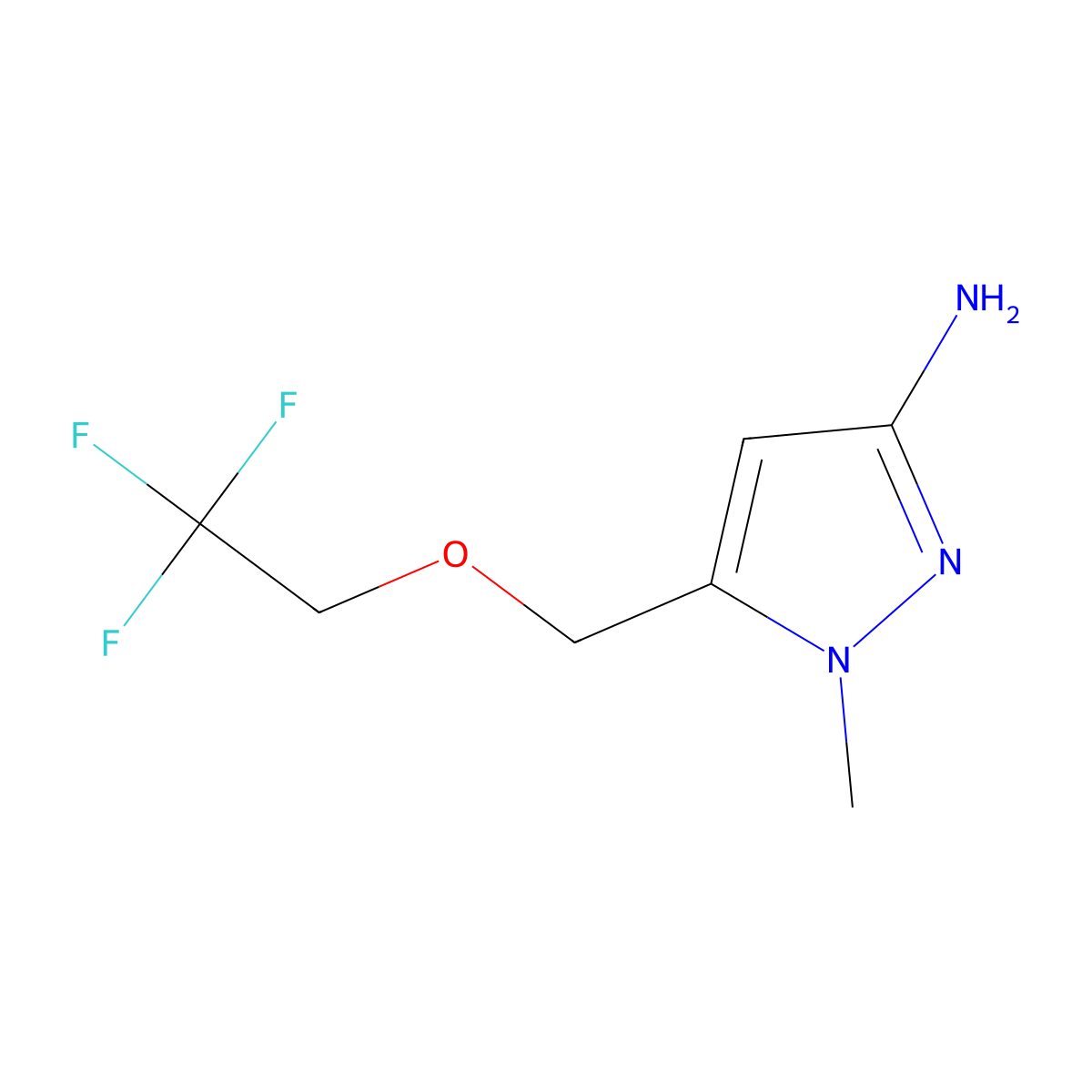 1-Methyl-5-((2,2,2-trifluoroethoxy)methyl)-1H-pyrazol-3-amine molecular structure, CAS 1328640-31-8