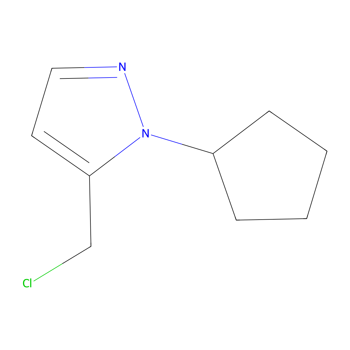 1H-Pyrazole, 5-(chloromethyl)-1-cyclopentyl- molecular structure, CAS 1328640-35-2