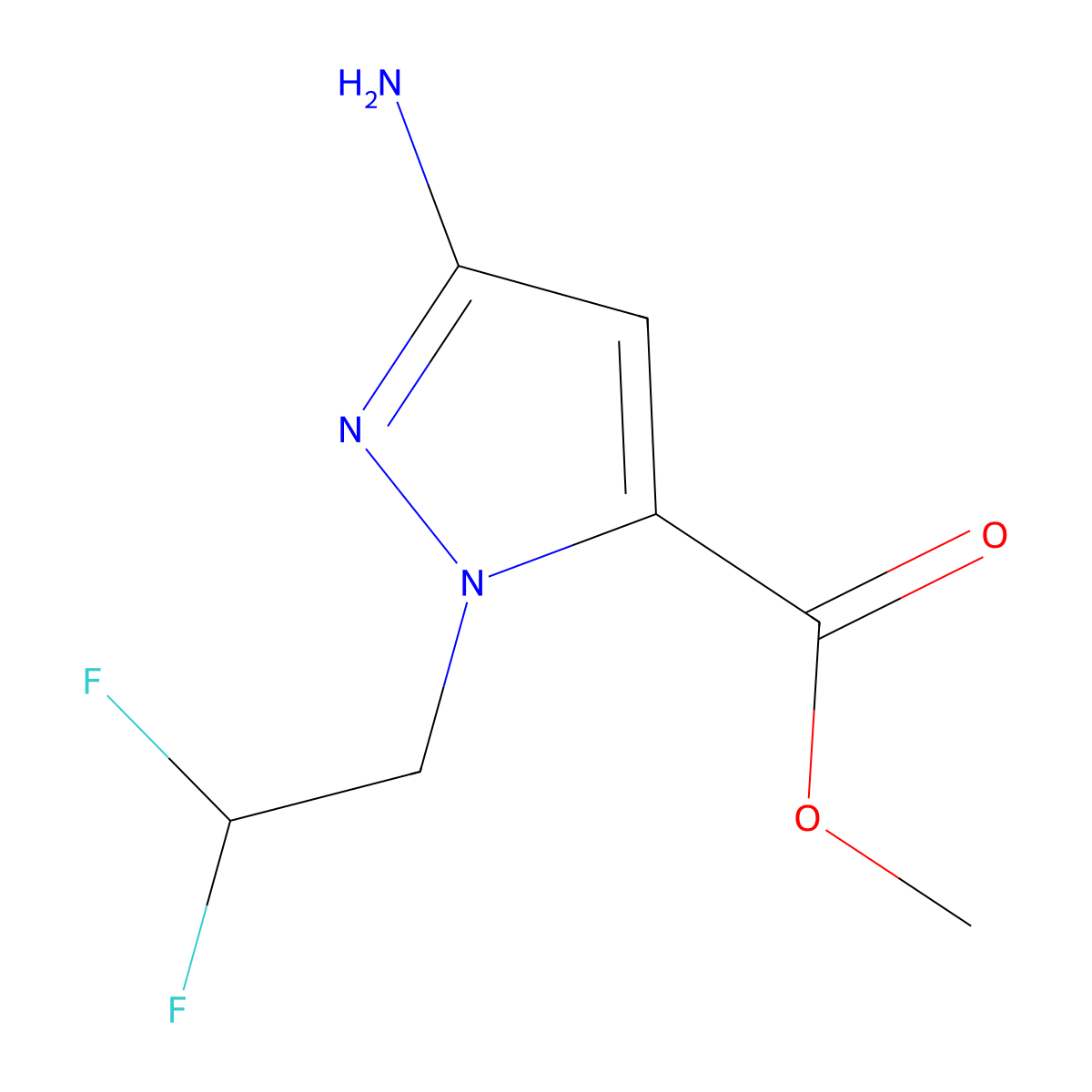 methyl 3-amino-1-(2,2-difluoroethyl)-1H-pyrazole-5-carboxylate molecular structure, CAS 1328640-36-3