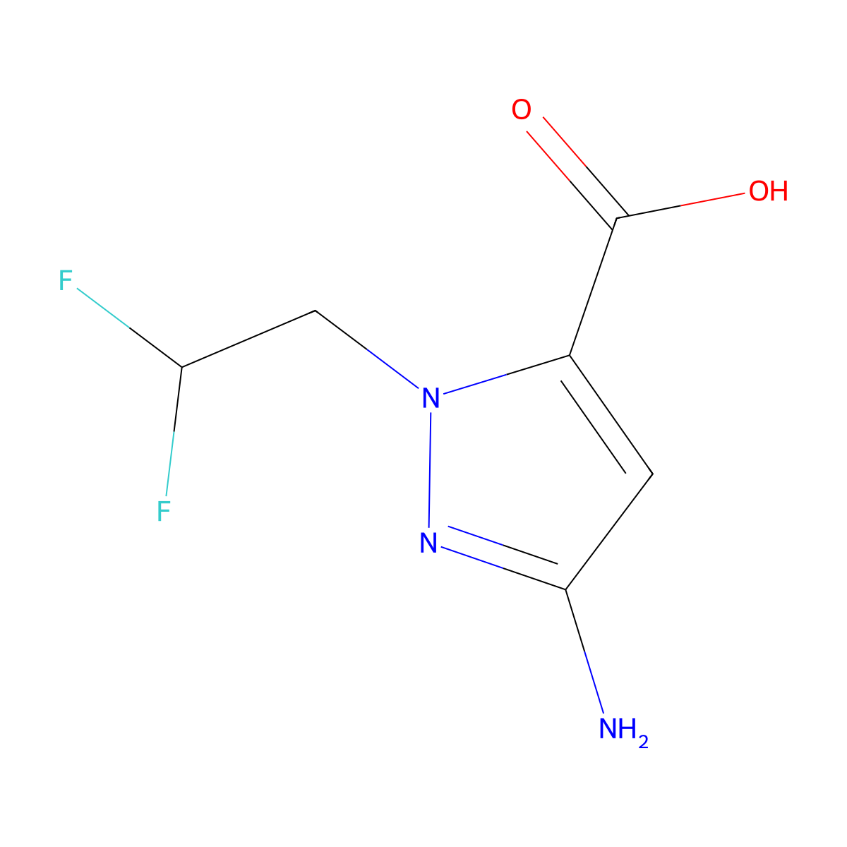 3-amino-1-(2,2-difluoroethyl)-1H-pyrazole-5-carboxylic acid molecular structure, CAS 1328640-45-4