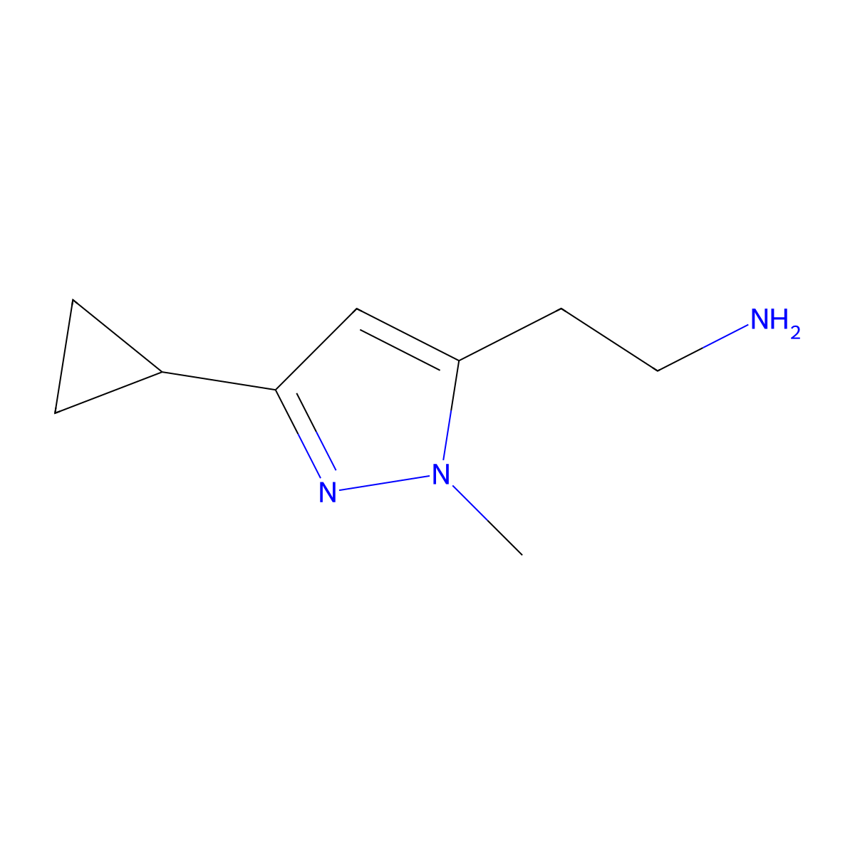 2-(3-Cyclopropyl-1-methyl-1H-pyrazol-5-yl)ethan-1-amine molecular structure, CAS 1328640-49-8