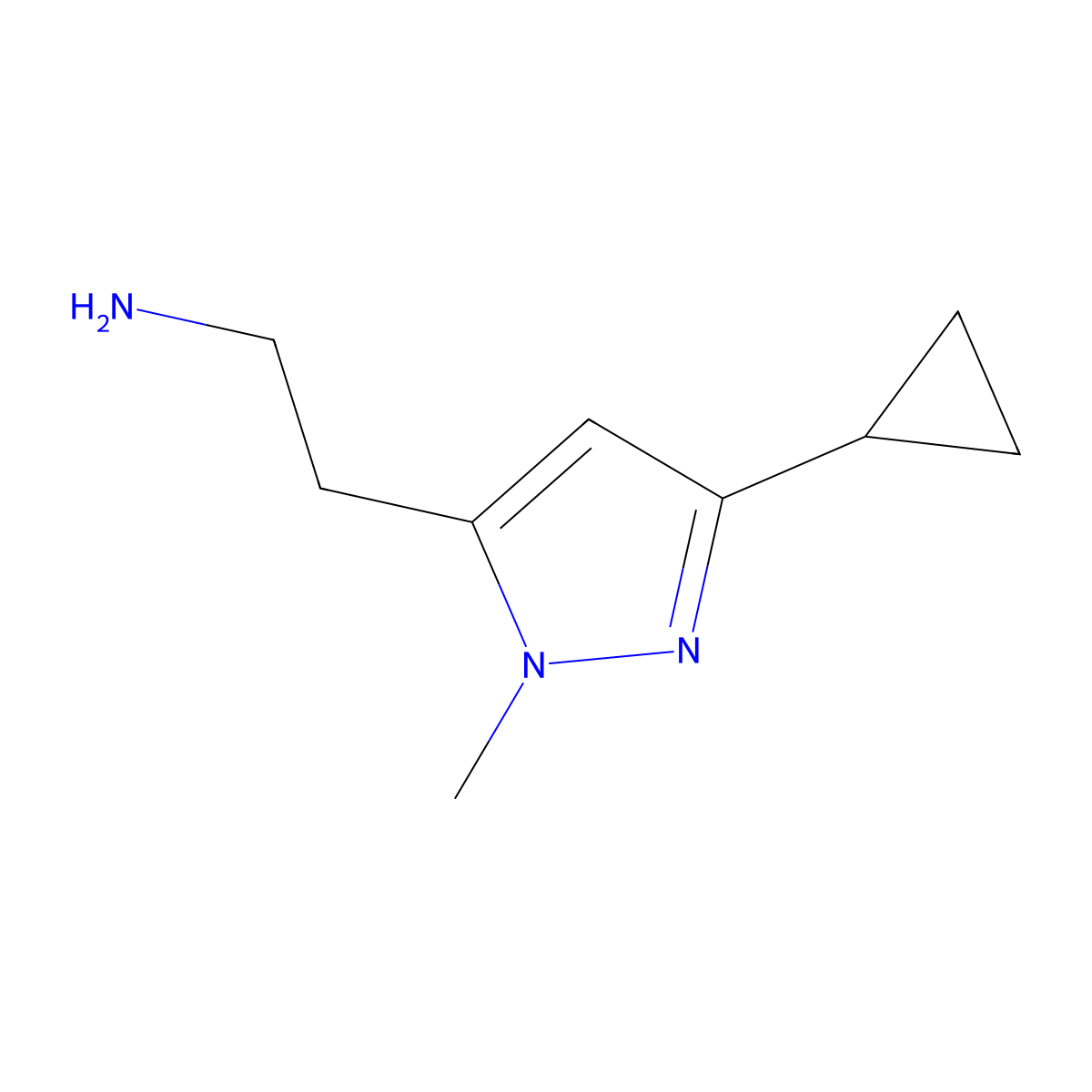 2-(3-Cyclopropyl-1-methyl-1H-pyrazol-5-yl)ethan-1-amine molecular structure, CAS 1328640-49-8