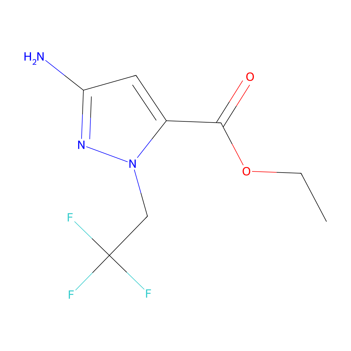 Ethyl 3-amino-1-(2,2,2-trifluoroethyl)-1H-pyrazole-5-carboxylate molecular structure, CAS 1328640-51-2