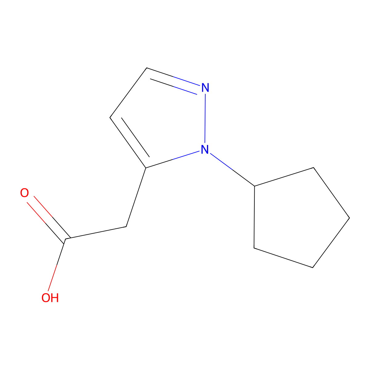 2-(1-cyclopentyl-1H-pyrazol-5-yl)acetic acid molecular structure, CAS 1328640-57-8