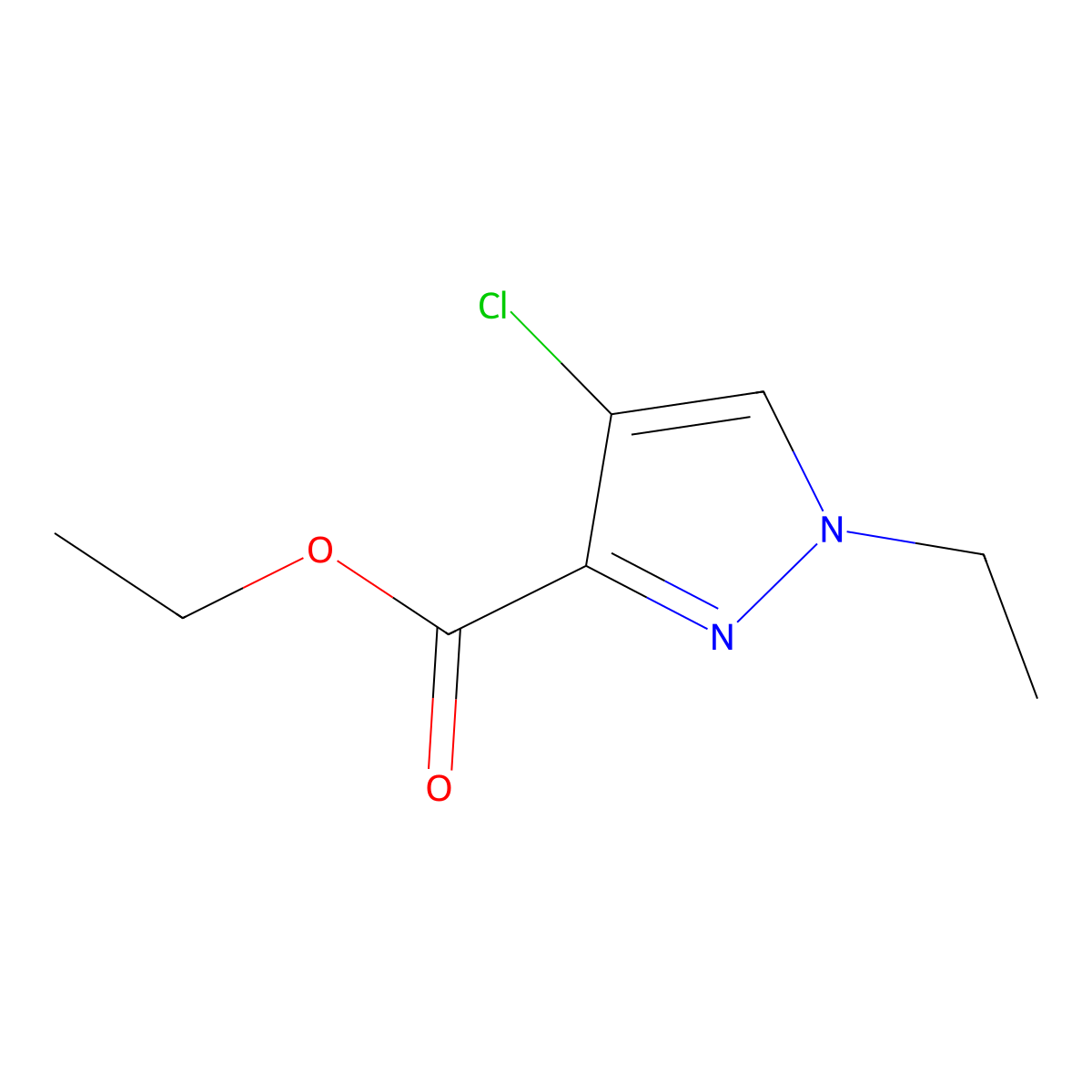 Ethyl 4-chloro-1-ethyl-1H-pyrazole-3-carboxylate molecular structure, CAS 1328640-60-3