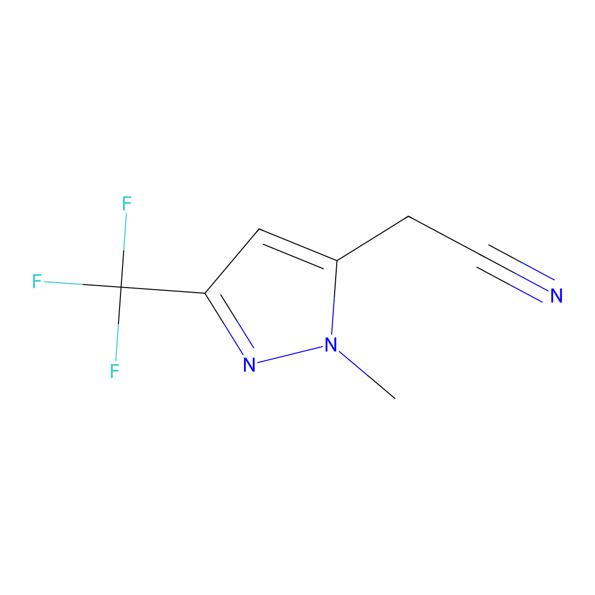 2-(1-methyl-3-(trifluoromethyl)-1H-pyrazol-5-yl)acetonitrile molecular structure, CAS 1328640-61-4