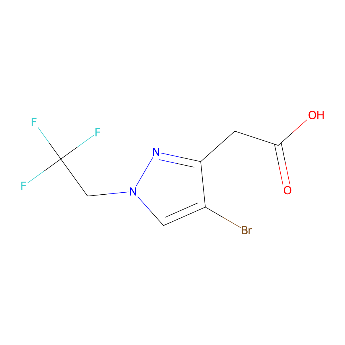 2-(4-Bromo-1-(2,2,2-trifluoroethyl)-1H-pyrazol-3-yl)acetic acid molecular structure, CAS 1328640-69-2