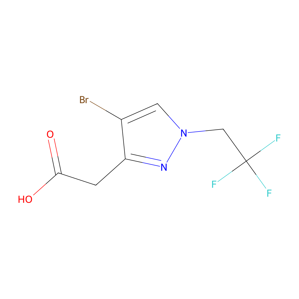 2-(4-Bromo-1-(2,2,2-trifluoroethyl)-1H-pyrazol-3-yl)acetic acid molecular structure, CAS 1328640-69-2