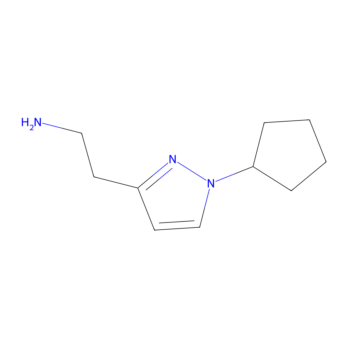 2-(1-cyclopentyl-1H-pyrazol-3-yl)ethan-1-amine molecular structure, CAS 1328640-71-6