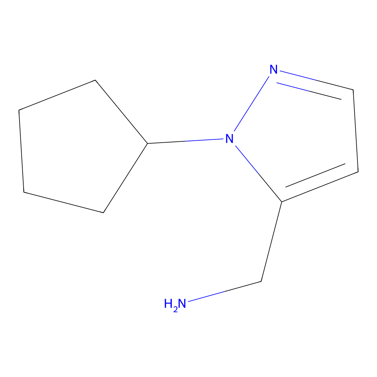 (1-Cyclopentyl-1H-pyrazol-5-yl)methanamine molecular structure, CAS 1328640-76-1