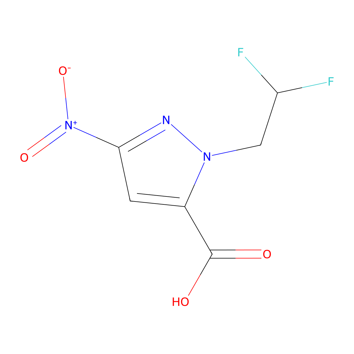 1-(2,2-difluoroethyl)-3-nitro-1H-pyrazole-5-carboxylic acid molecular structure, CAS 1328640-79-4