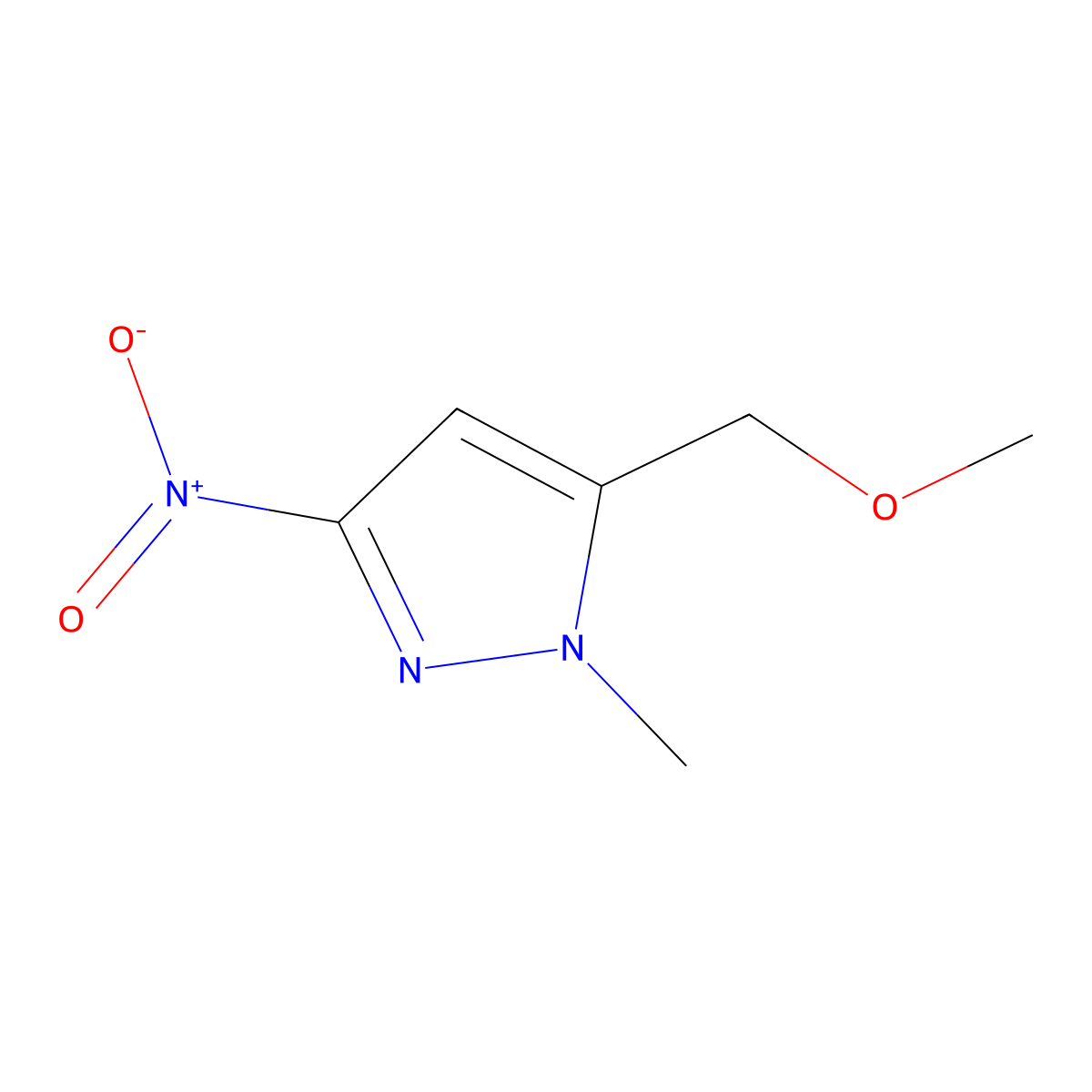 5-(methoxymethyl)-1-methyl-3-nitro-1H-pyrazole molecular structure, CAS 1328640-84-1