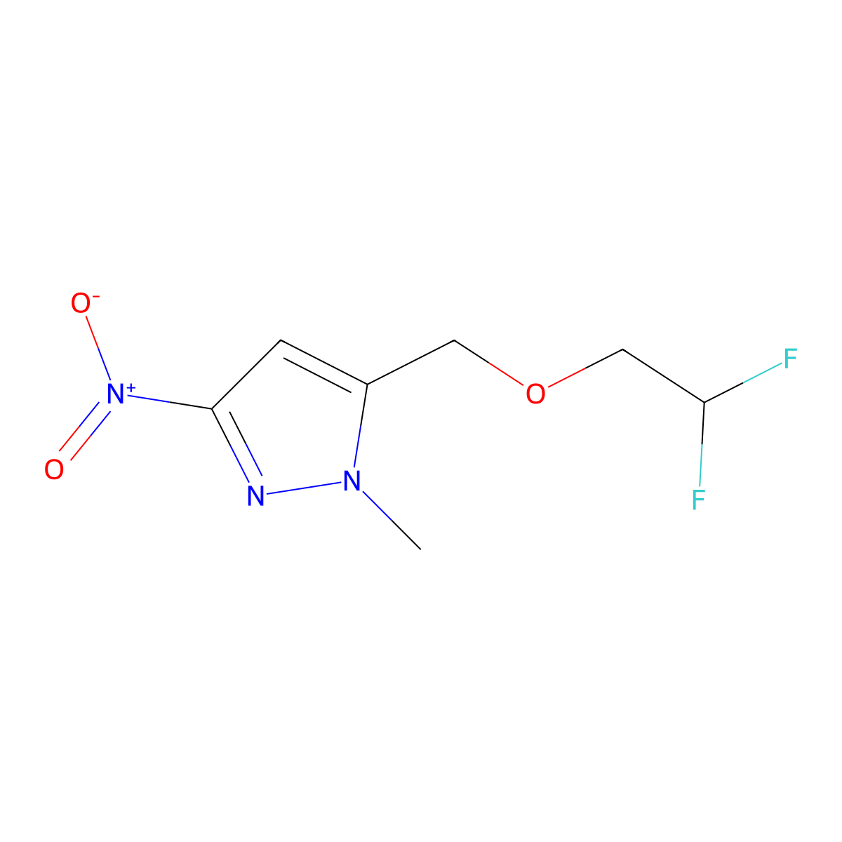 5-((2,2-Difluoroethoxy)methyl)-1-methyl-3-nitro-1H-pyrazole molecular structure, CAS 1328640-88-5