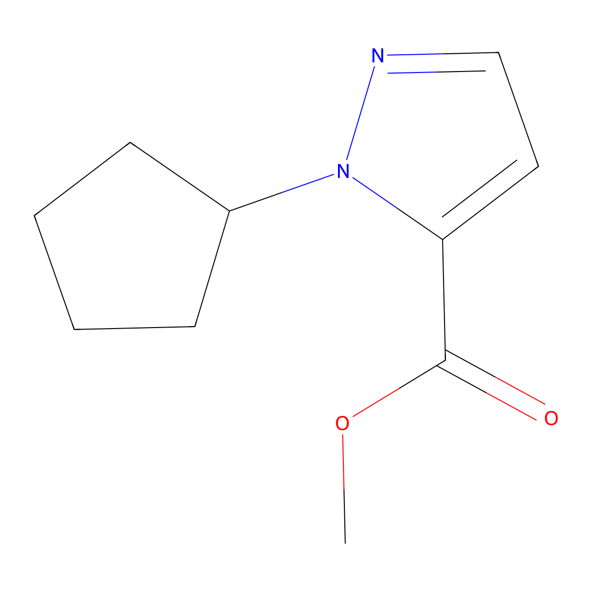 Methyl 1-cyclopentyl-1H-pyrazole-5-carboxylate molecular structure, CAS 1328640-91-0