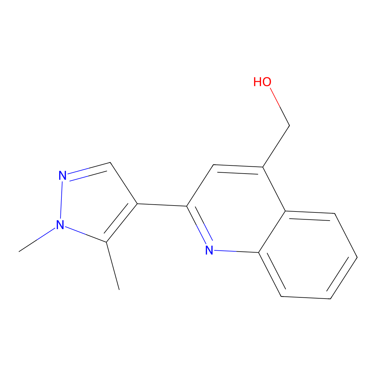 (2-(1,5-Dimethyl-1H-pyrazol-4-yl)quinolin-4-yl)methanol molecular structure, CAS 1328640-93-2