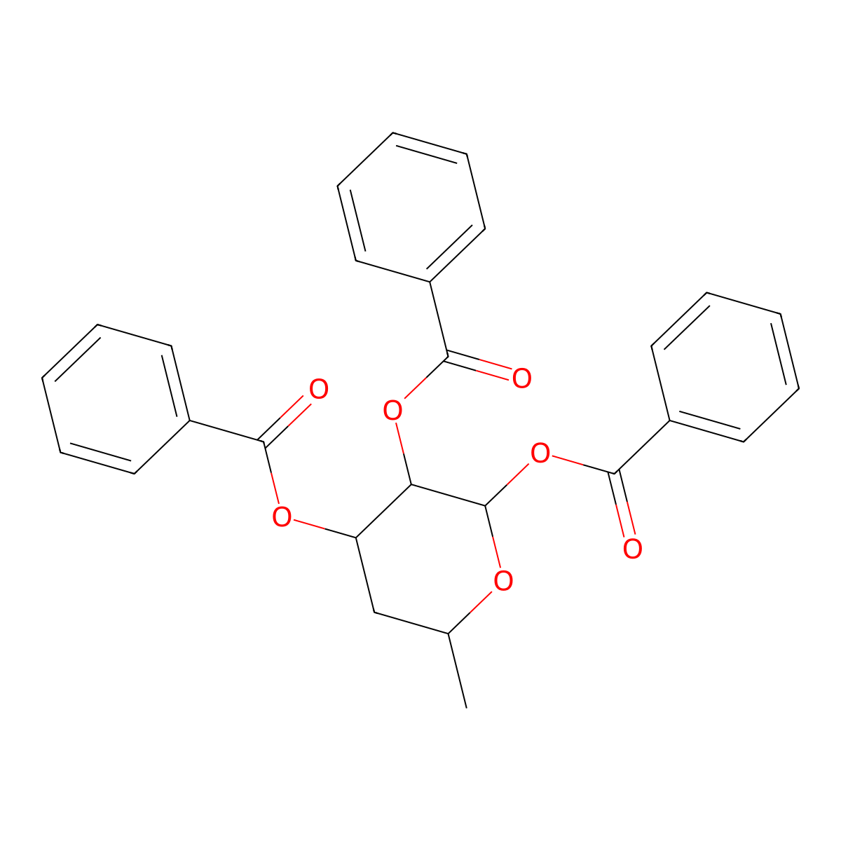 (2,3-Dibenzoyloxy-6-methyloxan-4-yl) benzoate molecular structure, CAS 132867-80-2