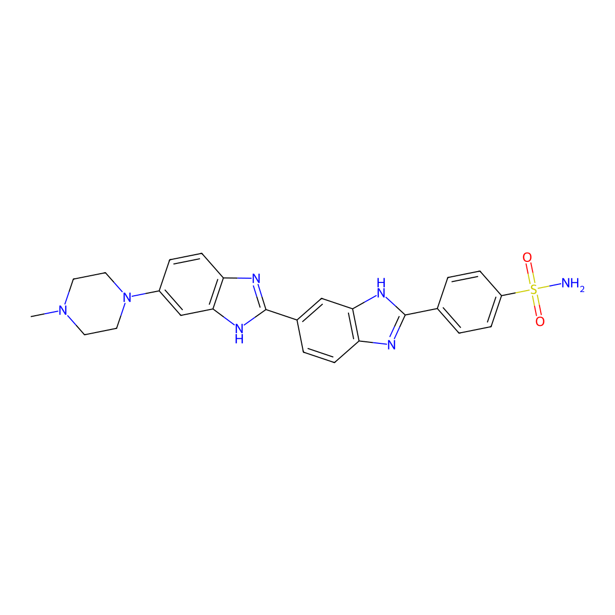 4-(5-(4-Methylpiperazin-1-yl)-1H,1'H-[2,5'-bibenzo[d]imidazol]-2'-yl)benzenesulfonamide molecular structure, CAS 132869-82-0
