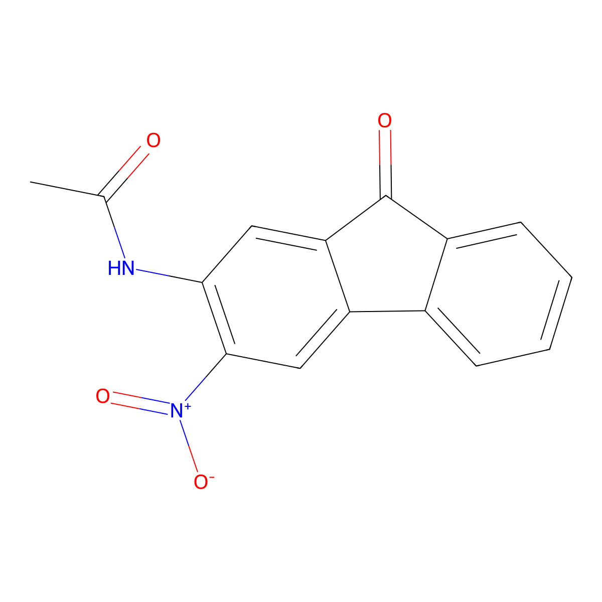 2-Acetamido-3-nitro-9-fluorenone molecular structure, CAS 13287-73-5