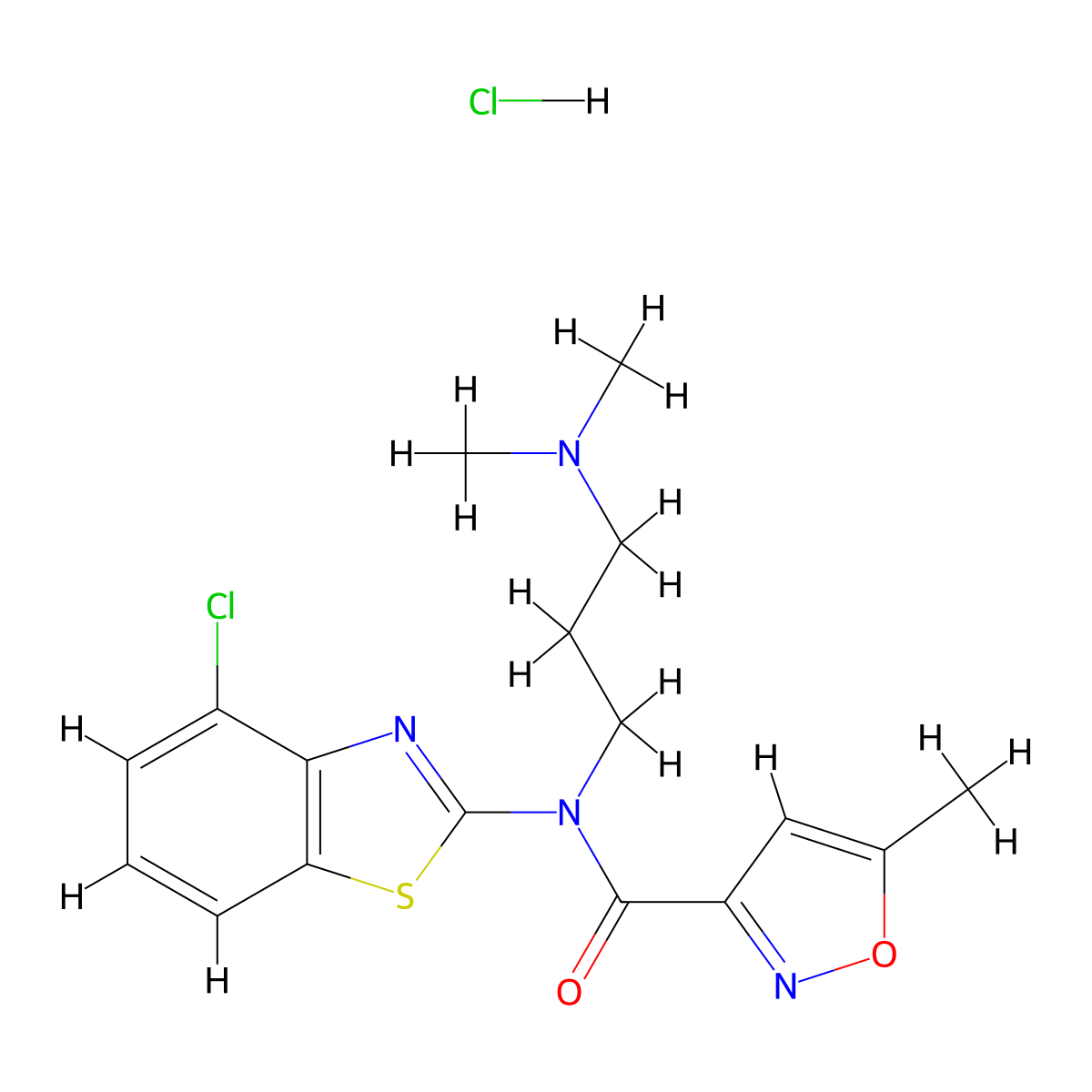 N-(4-chlorobenzo[d]thiazol-2-yl)-N-(3-(dimethylamino)propyl)-5-methylisoxazole-3-carboxamide hydrochloride molecular structure, CAS 1328715-39-4