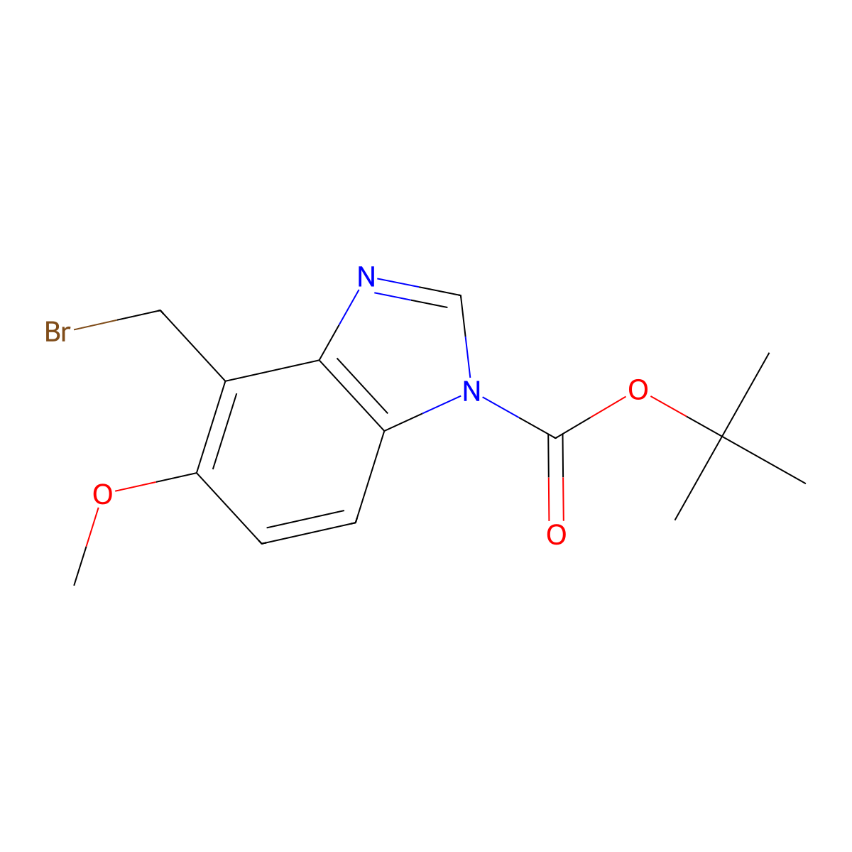 tert-Butyl 4-(bromomethyl)-5-methoxy-1H-benzo[d]imidazole-1-carboxylate molecular structure, CAS 132873-84-8