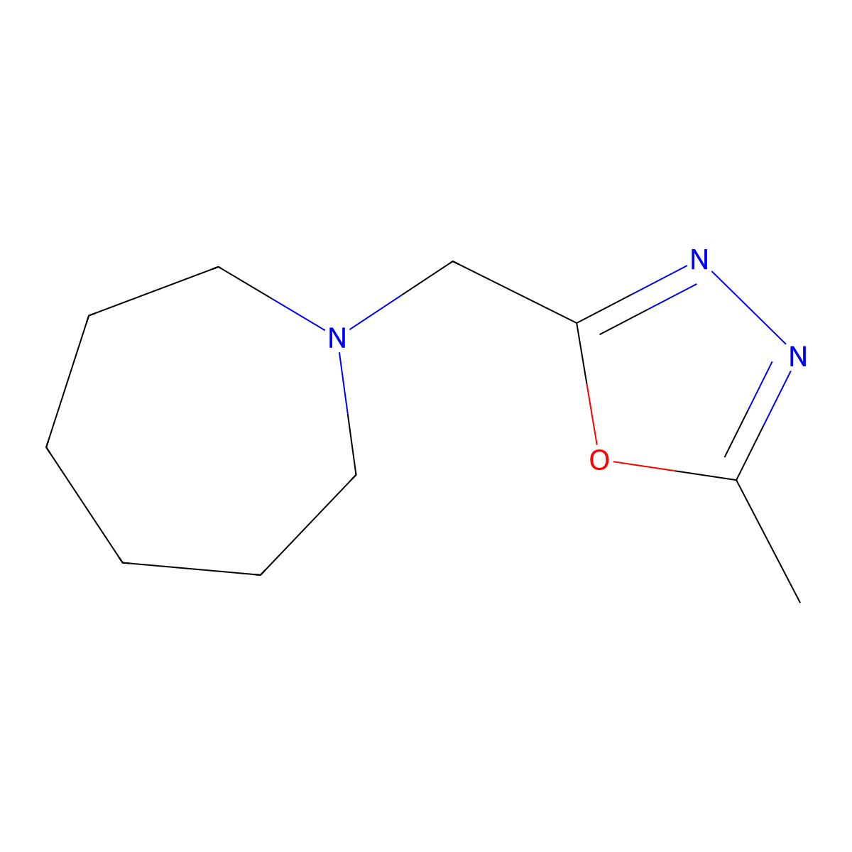 1-[(5-Methyl-1,3,4-oxadiazol-2-yl)methyl]azepane molecular structure, CAS 1328742-39-7