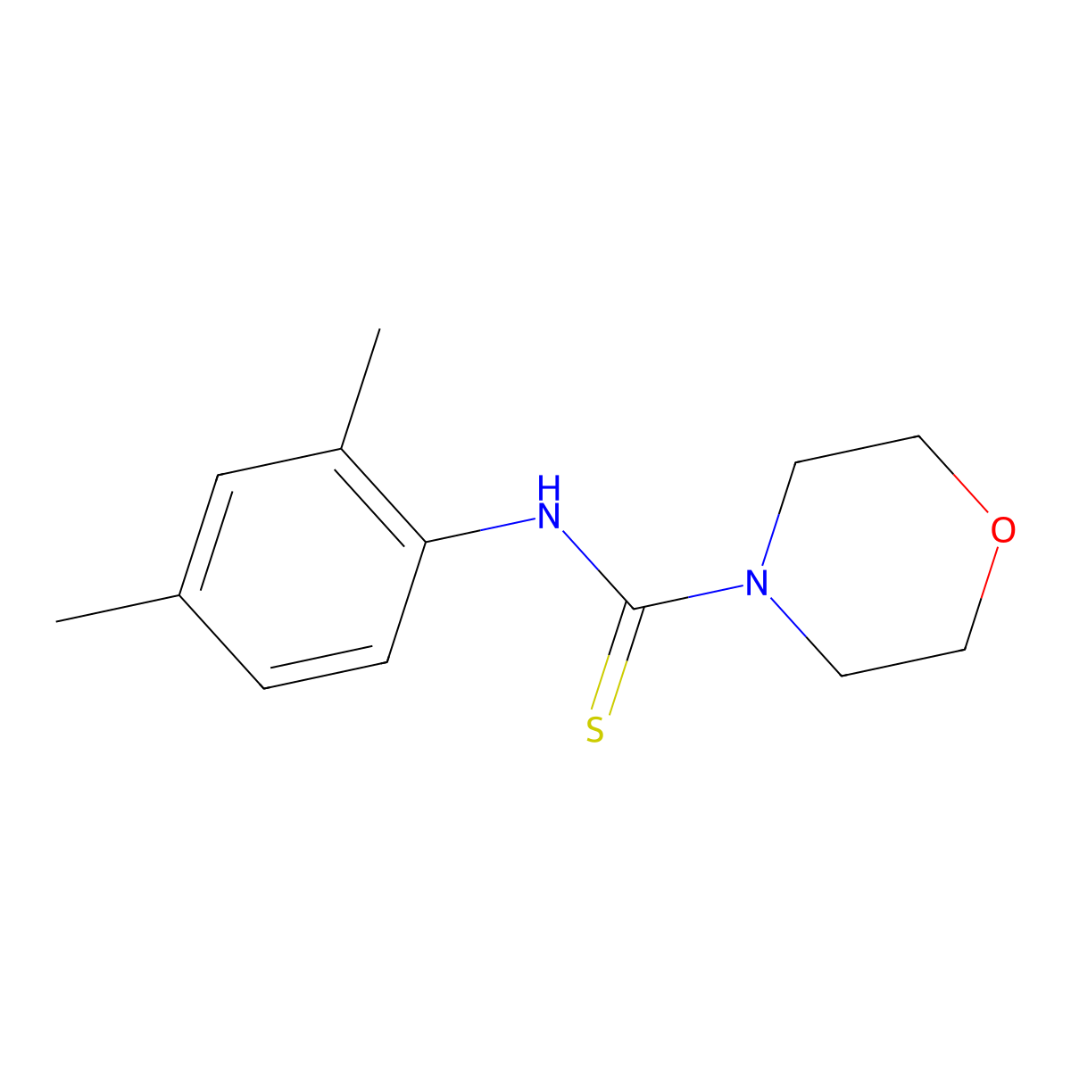 N-(2,4-dimethylphenyl)morpholine-4-carbothioamide molecular structure, CAS 132886-27-2