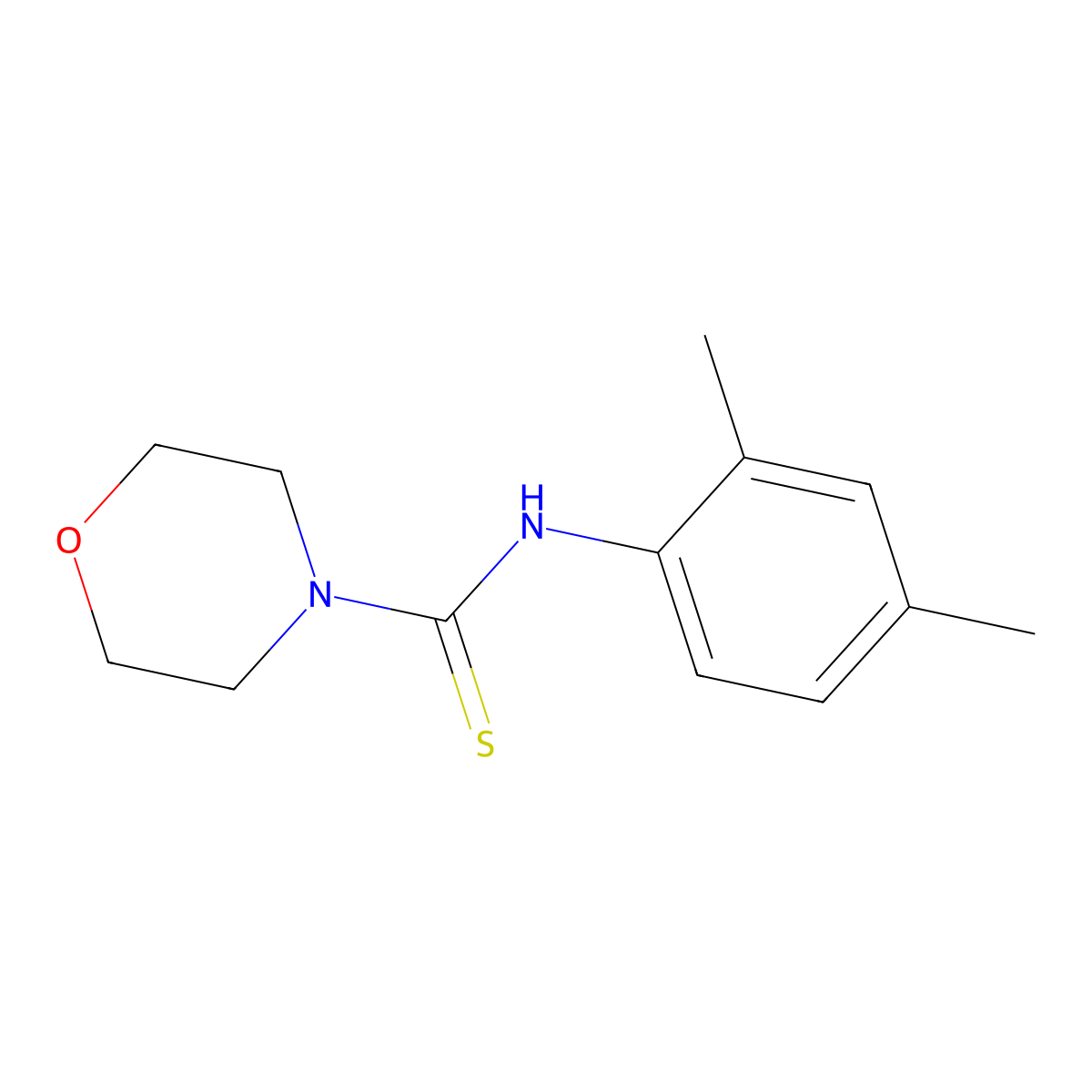 N-(2,4-dimethylphenyl)morpholine-4-carbothioamide molecular structure, CAS 132886-27-2