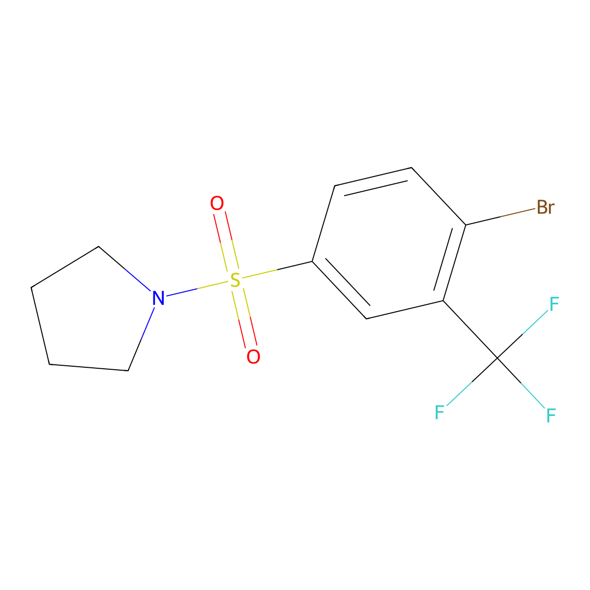 1-{[4-Bromo-3-(trifluoromethyl)benzene]sulfonyl}pyrrolidine molecular structure, CAS 1328894-26-3