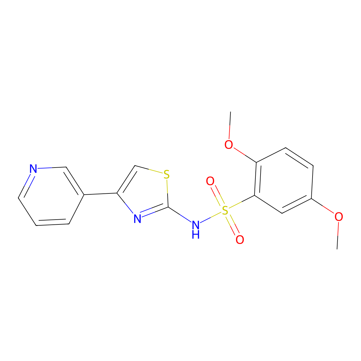 2,5-dimethoxy-N-[4-(pyridin-3-yl)-1,3-thiazol-2-yl]benzene-1-sulfonamide molecular structure, CAS 1328926-04-0