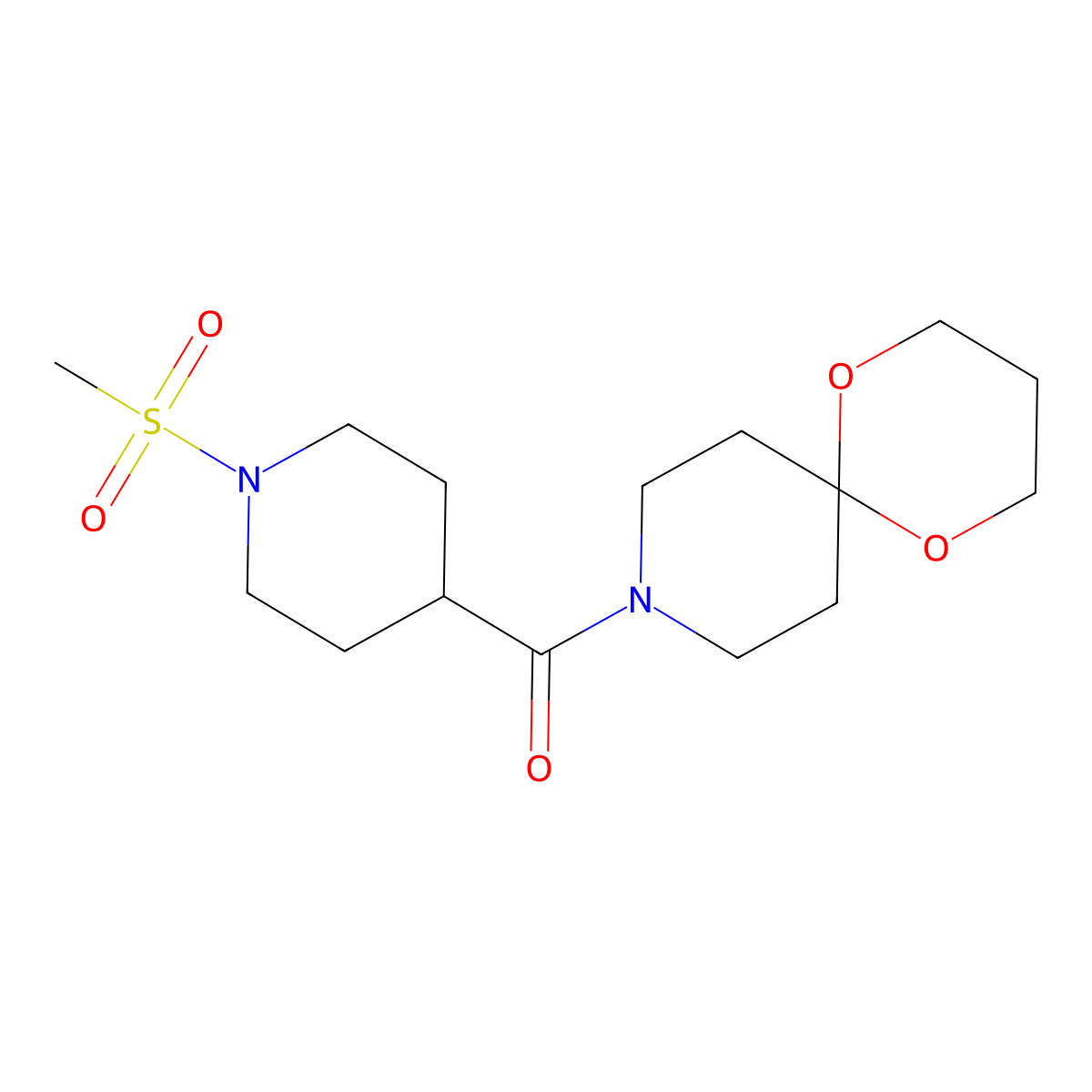 (1-(Methylsulfonyl)piperidin-4-yl)(1,5-dioxa-9-azaspiro[5.5]undecan-9-yl)methanone molecular structure, CAS 1328954-16-0
