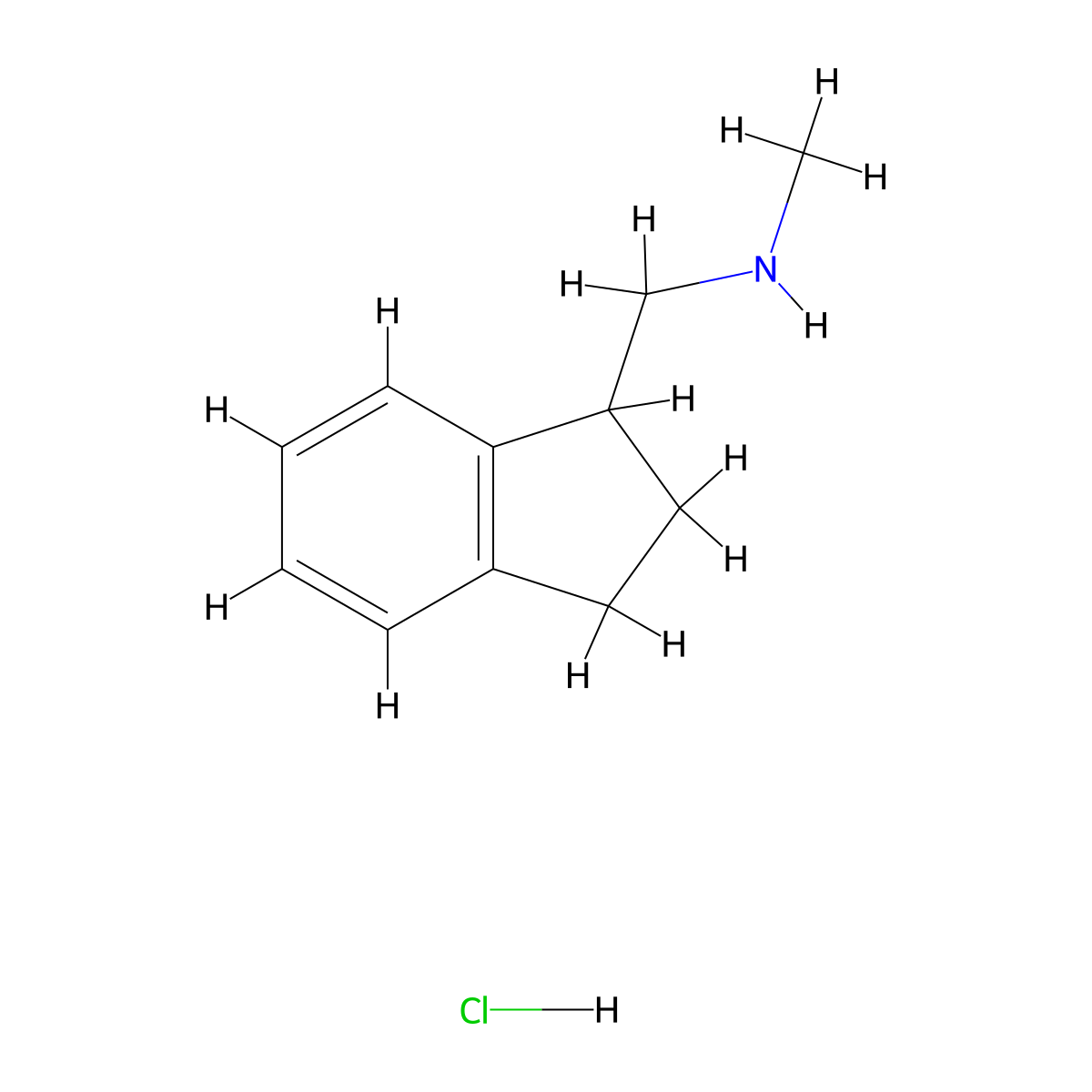 [(2,3-dihydro-1H-inden-1-yl)methyl](methyl)amine hydrochloride molecular structure, CAS 132896-13-0
