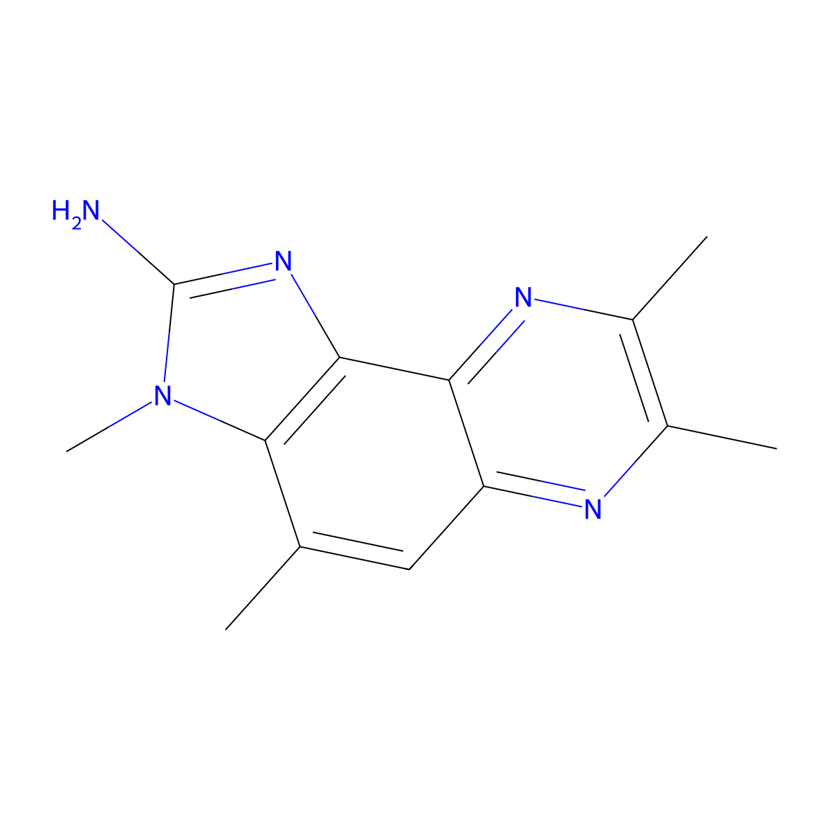 3H-Imidazo(4,5-f)quinoxalin-2-amine, 3,4,7,8-tetramethyl- molecular structure, CAS 132898-07-8
