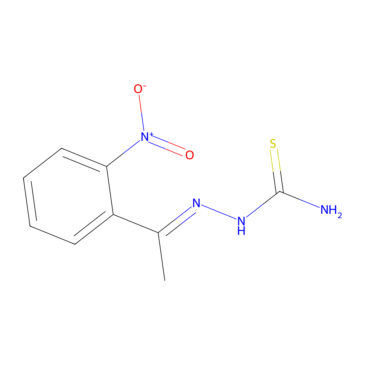 Hydrazinecarbothioamide, 2-[1-(2-nitrophenyl)ethylidene]- molecular structure, CAS 132898-26-1