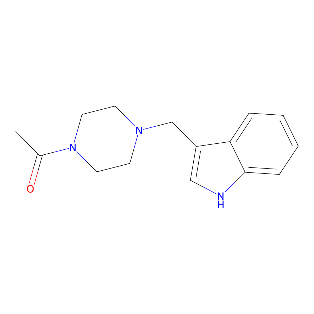 1-(4-((1H-indol-3-yl)methyl)piperazin-1-yl)ethanone molecular structure, CAS 1329045-35-3
