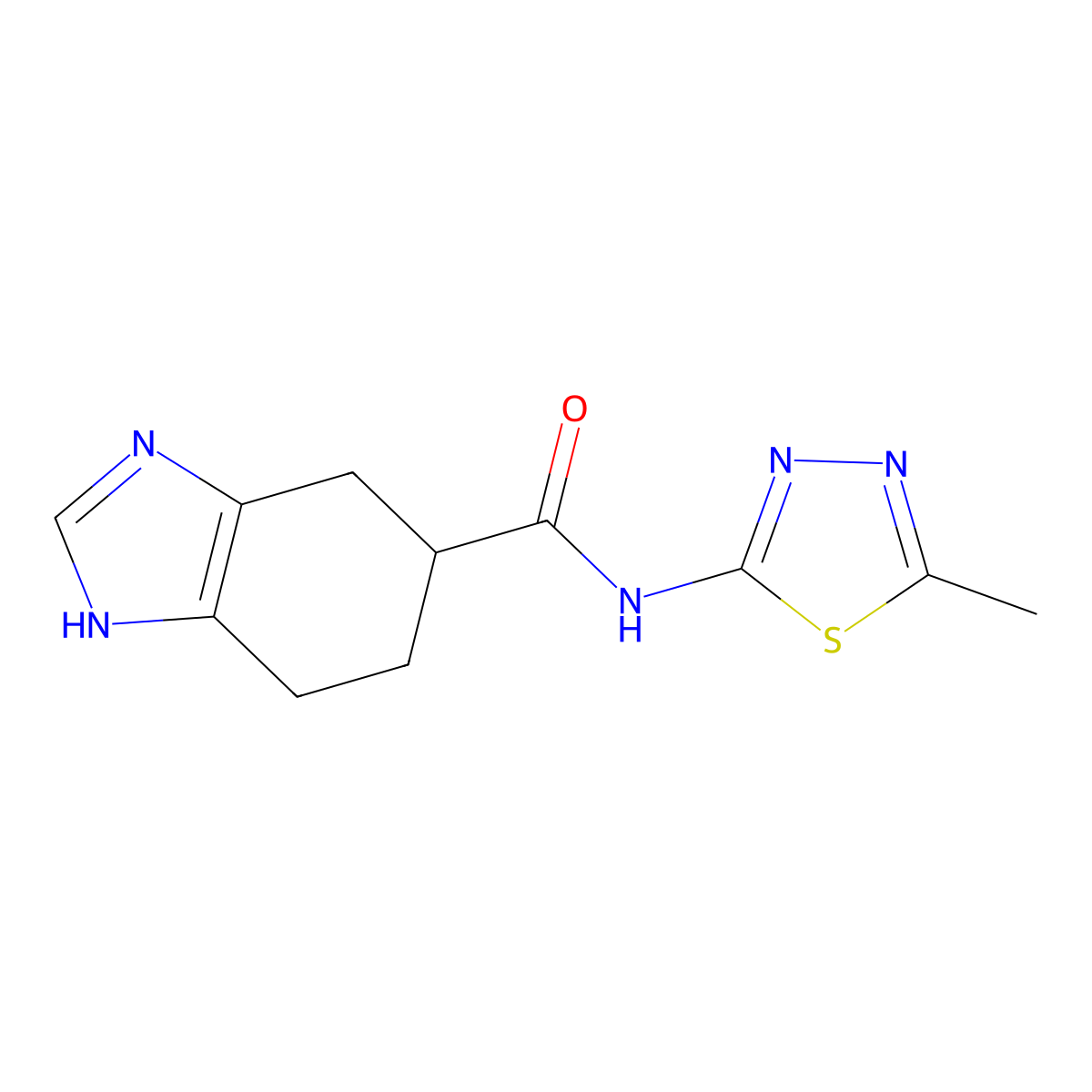 N-(5-methyl-1,3,4-thiadiazol-2-yl)-4,5,6,7-tetrahydro-1H-benzo[d]imidazole-5-carboxamide molecular structure, CAS 132907-69-8