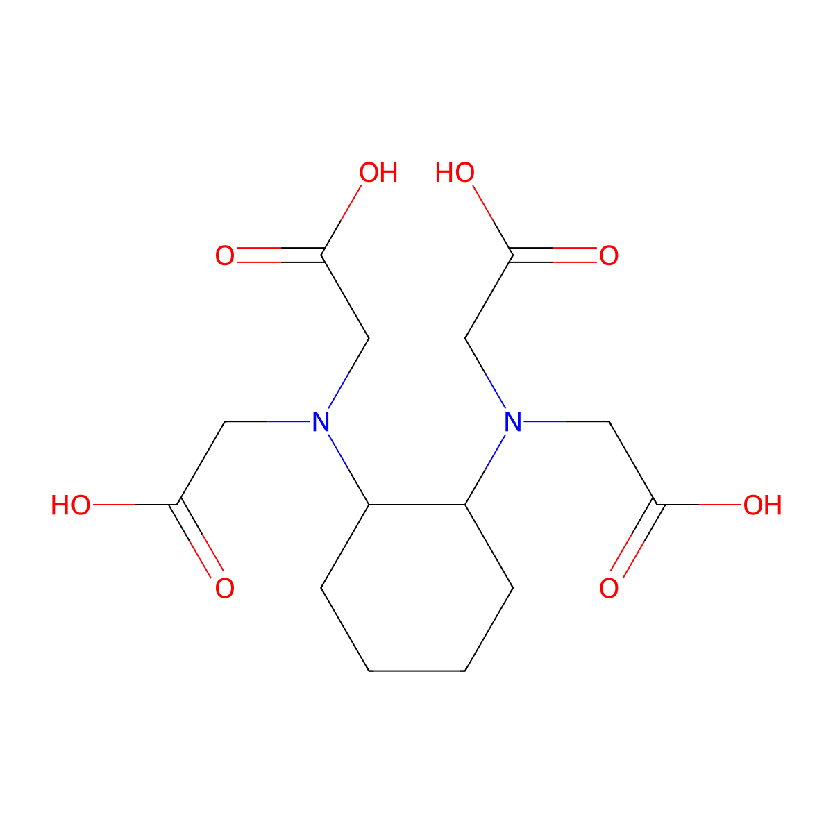 trans-1,2-Diaminocyclohexane-N,N,N',N'-tetraacetic acid molecular structure, CAS 13291-61-7