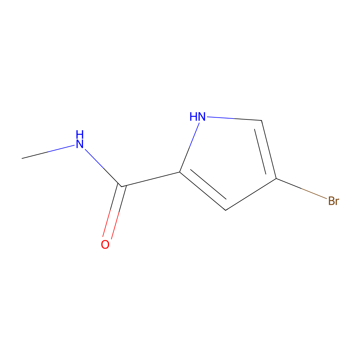 4-bromo-N-methyl-1H-pyrrole-2-carboxamide molecular structure, CAS 132911-43-4