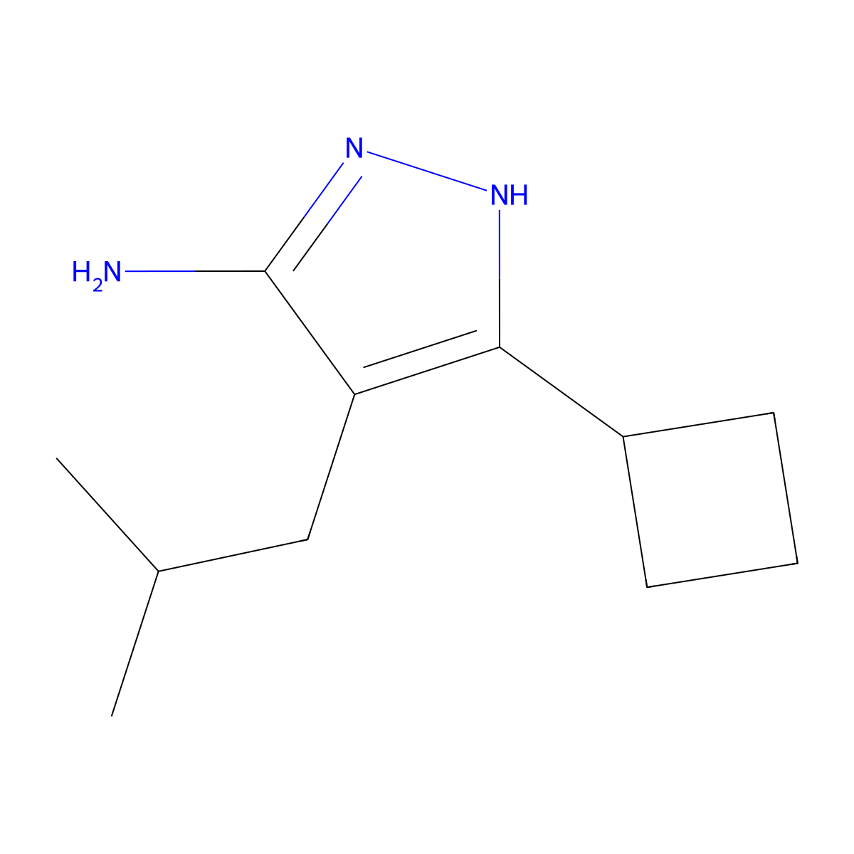 3-Cyclobutyl-4-(2-methylpropyl)-1H-pyrazol-5-amine molecular structure, CAS 1329116-04-2