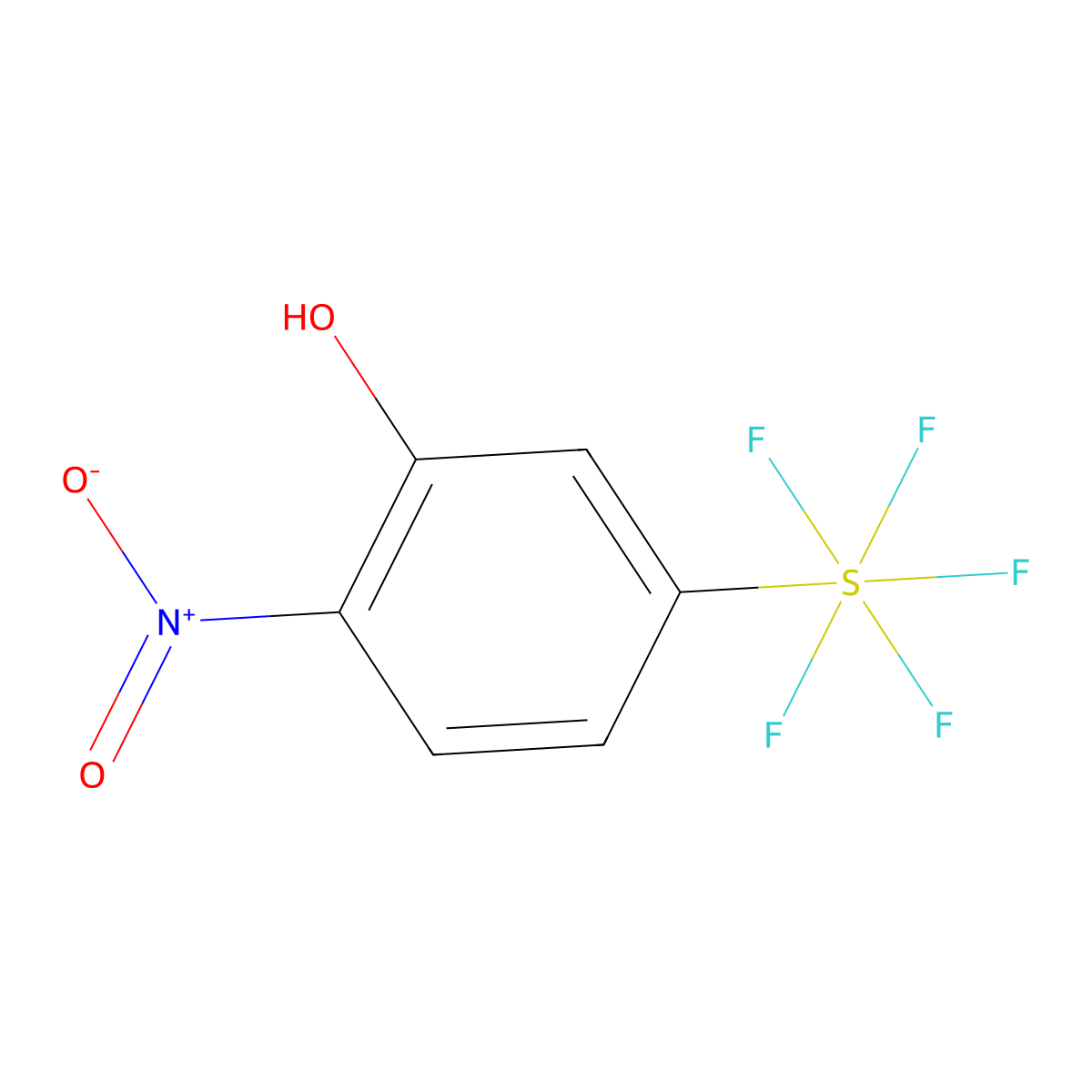 2-Nitro-5-(pentafluorosulfanyl)phenol molecular structure, CAS 1329120-21-9
