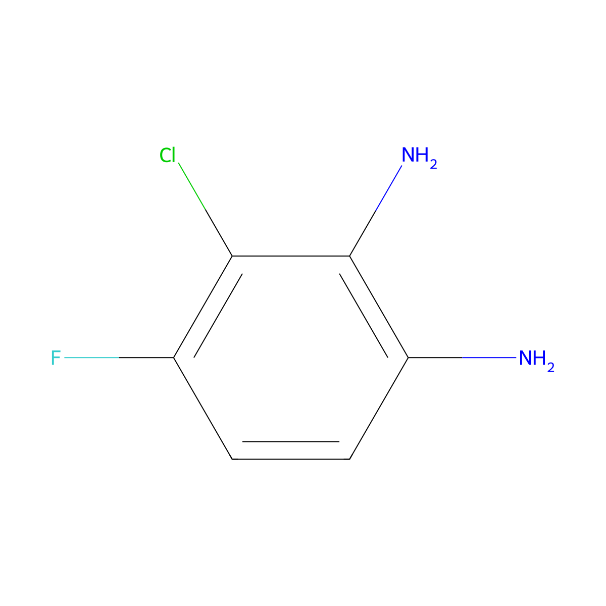 3-Chloro-4-fluorobenzene-1,2-diamine molecular structure, CAS 132915-81-2