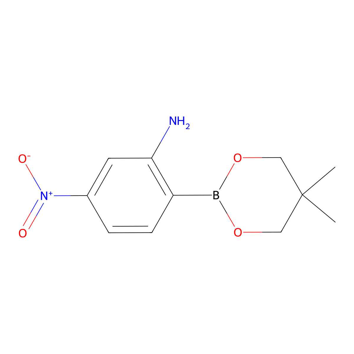 2-(5,5-Dimethyl-1,3,2-dioxaborinan-2-yl)-5-nitro-phenylamine molecular structure, CAS 1329166-69-9